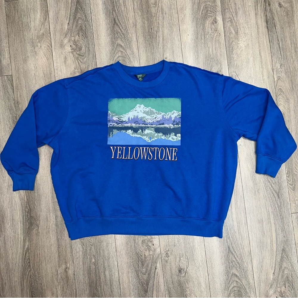 Yellowstone National Park Sweatshirt Blue Size 3X 24w-26w Long Sleeve